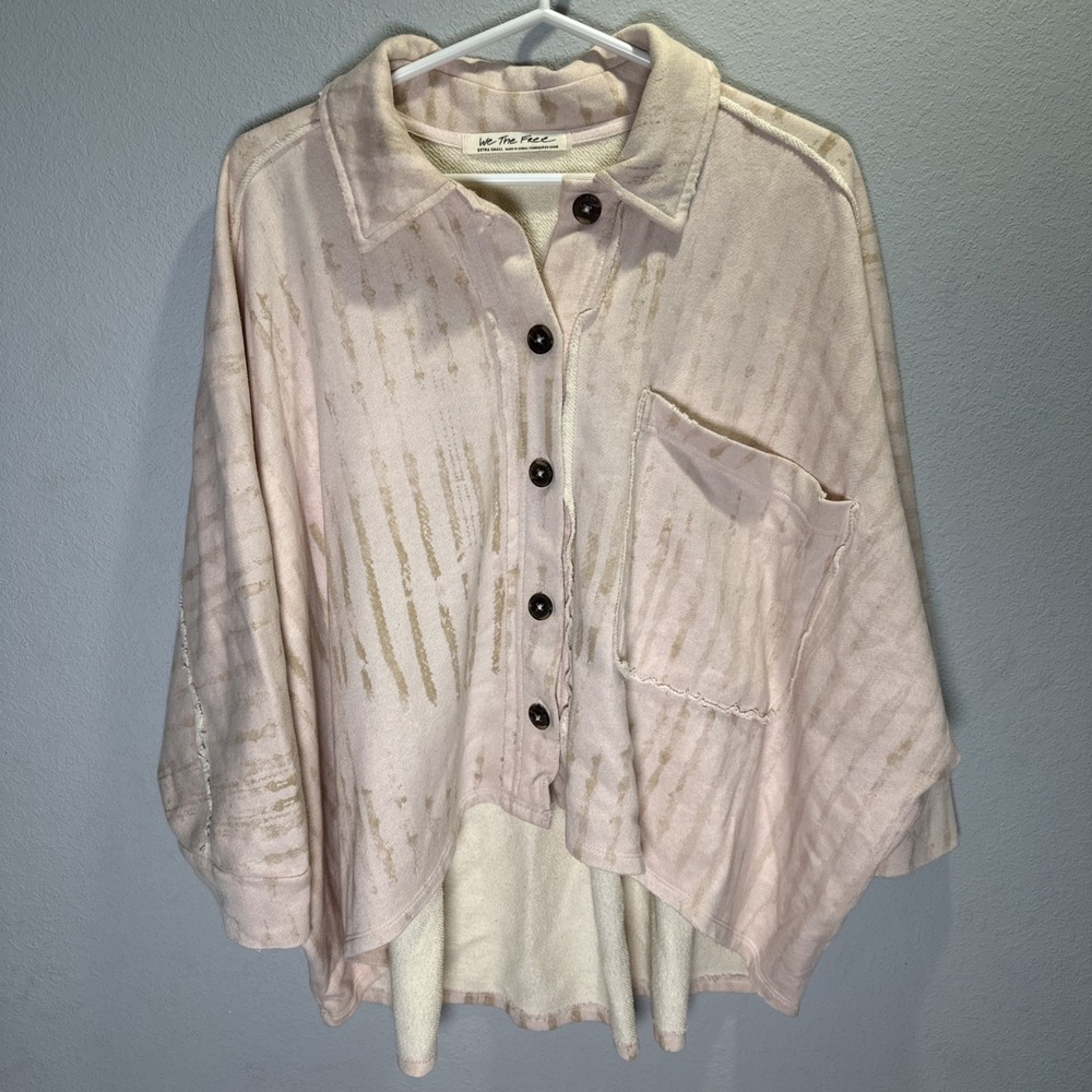 We The Free Women's Montauk Button-Up Shirt Size XS In Tea Combo Boho FP